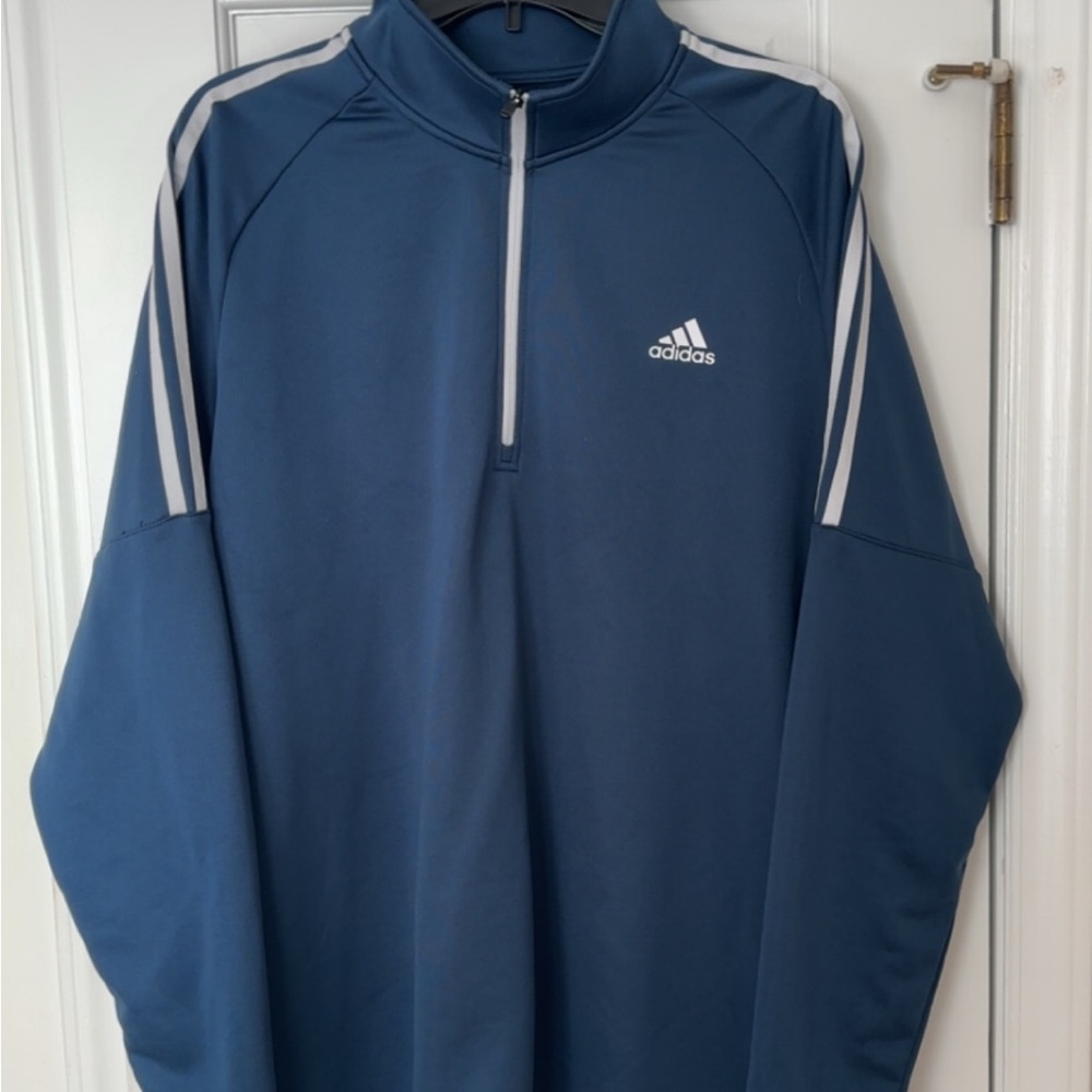 Golf Adidas Men's Blue Performance Jacket with White Accents